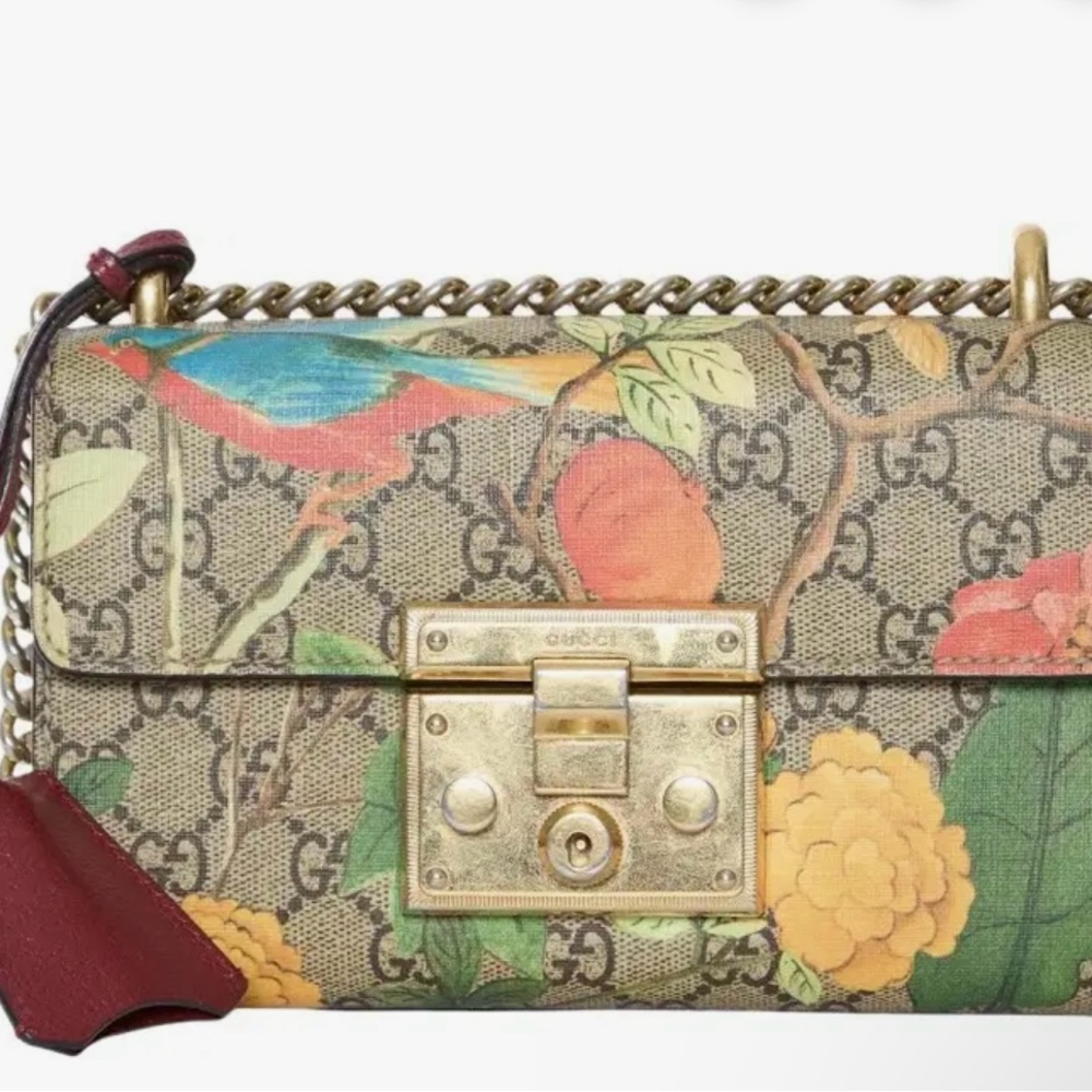 Gucci Floral GG Canvas Chain Wallet in Multicolor with Gold-Tone Lock